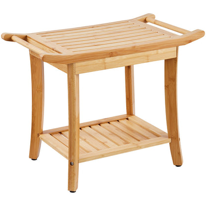 Bambu duschbänk 24 x 13,8 x 18,9 i duschpallsstol för badrum