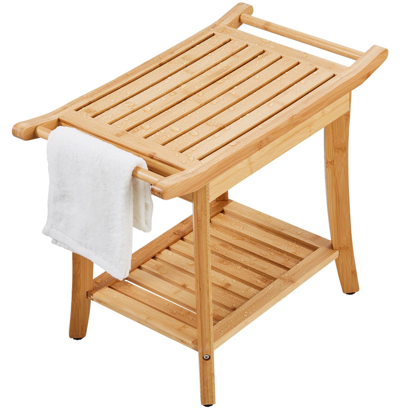 Bambu duschbänk 24 x 13,8 x 18,9 i duschpallsstol för badrum