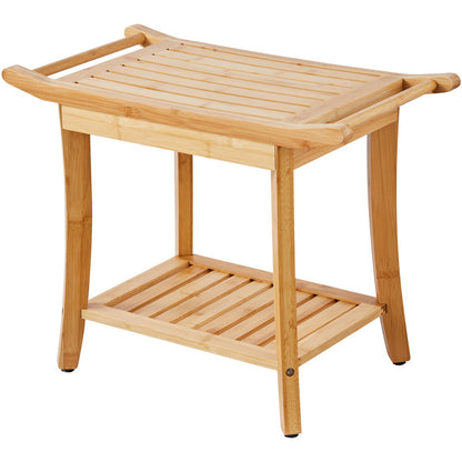 Bambu duschbänk 24 x 13,8 x 18,9 i duschpallsstol för badrum