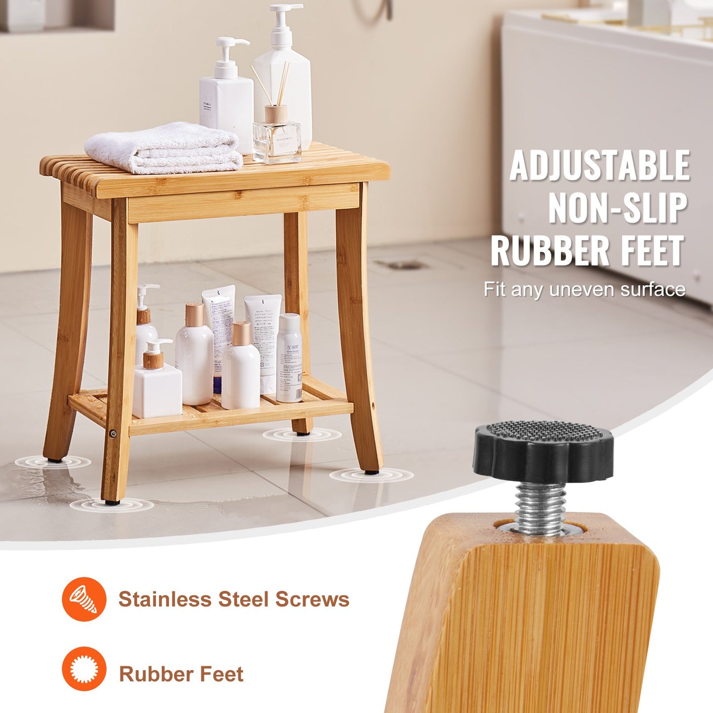 Bambu duschbänk 19,1 x 11,3 x 18,3 i duschpallsstol för badrum