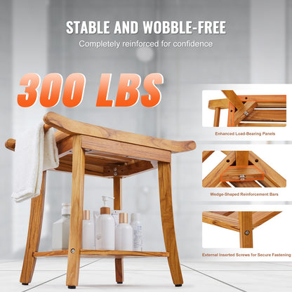 Duschbänk i teak 22 x 14,4 x 18,5 i trä duschpallsstol för badrum