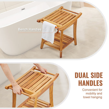 Duschbänk i teak 22 x 14,4 x 18,5 i trä duschpallsstol för badrum