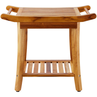 Duschbänk i teak 22 x 14,4 x 18,5 i trä duschpallsstol för badrum