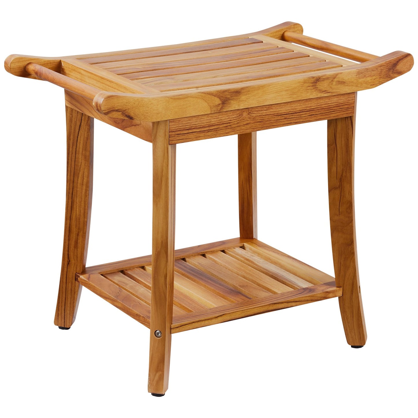 Duschbänk i teak 22 x 14,4 x 18,5 i trä duschpallsstol för badrum