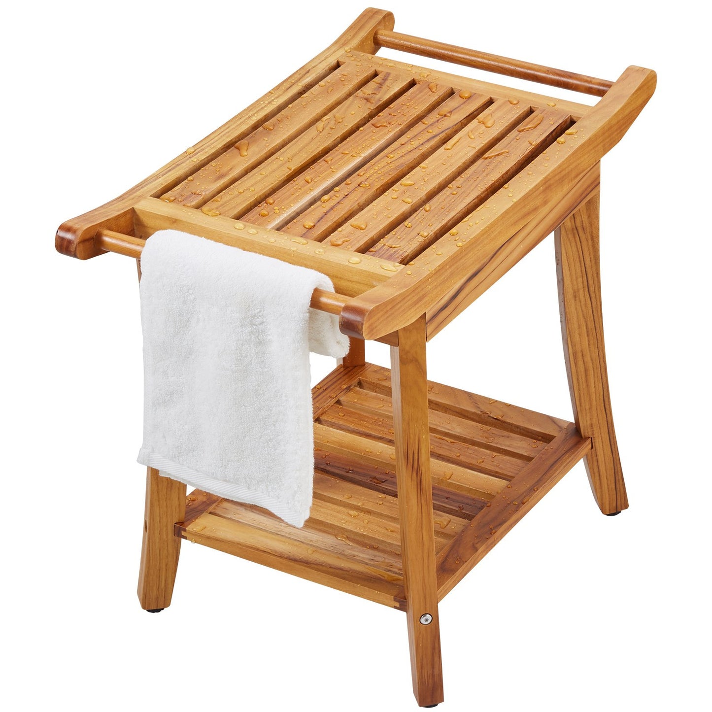 Duschbänk i teak 22 x 14,4 x 18,5 i trä duschpallsstol för badrum