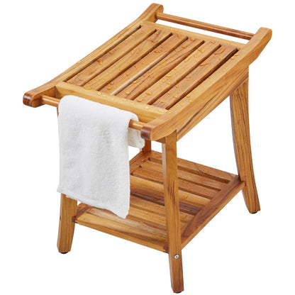 Duschbänk i teak 22 x 14,4 x 18,5 i trä duschpallsstol för badrum