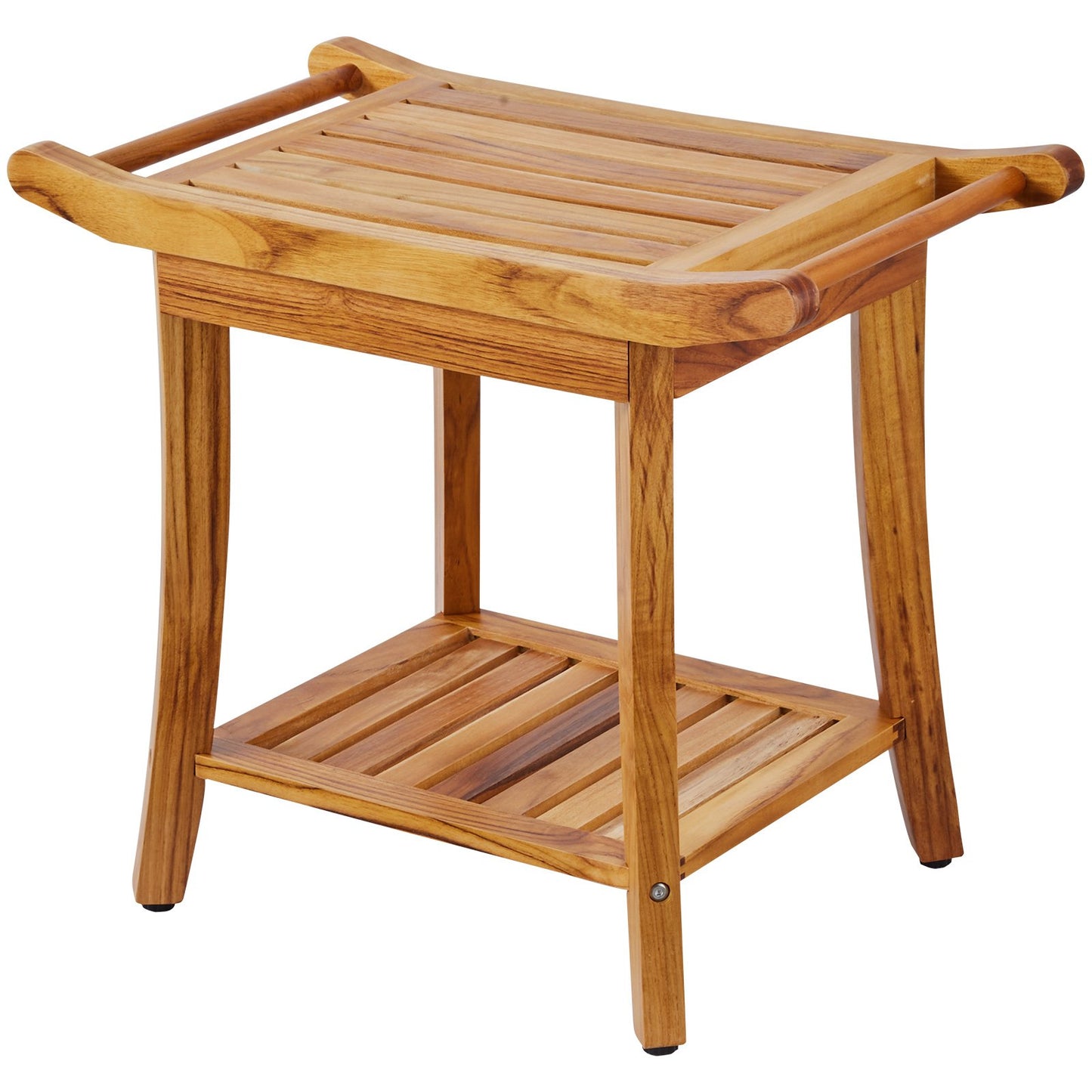 Duschbänk i teak 22 x 14,4 x 18,5 i trä duschpallsstol för badrum
