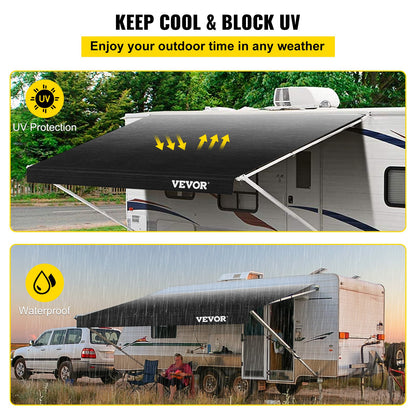 RV Markistyg RV Camper Trailer Ersättningstyg 18 ft Charcoal Fade