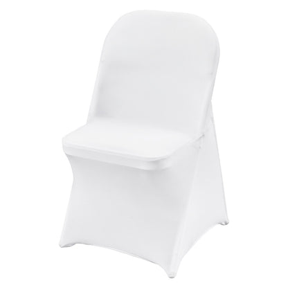 12PCS White Stretch Spandex Chair Covers, Foldable Kitchen Chair Covers, Universal Washable Slipcovers, Removable Chair Covers, for Wedding Party Dining Banquet Events