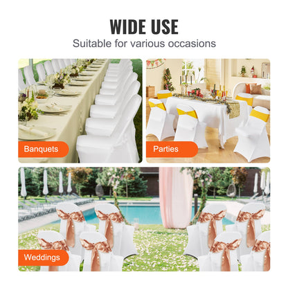 White Stretch Spandex Chair Covers - 30 Pcs, Foldable Kitchen Chair Covers, Universal Washable Slipcover Protector, Removable Chair Covers, for Wedding Party Dining Banquet Events
