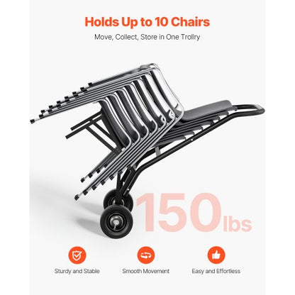 Hopfällbar stolsvagn för 10 stolar med 150 kg push-style stolsvagn |  EU