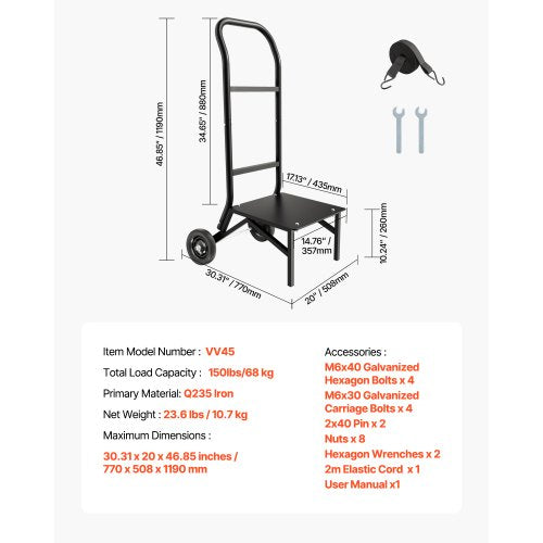 Hopfällbar stolsvagn för 10 stolar med 150 kg push-style stolsvagn |  EU