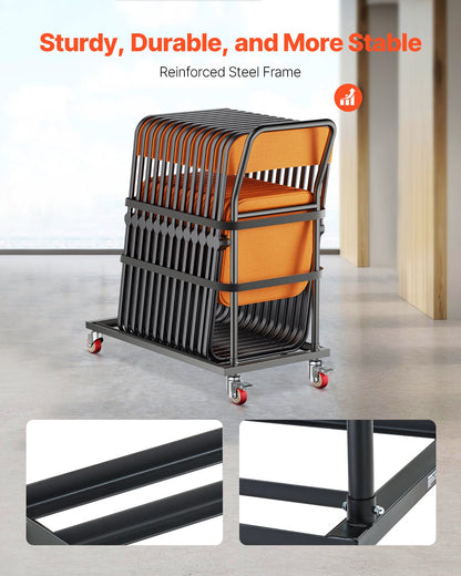 Folding chair cart for 25 chairs of 300 LBS L-shape vertical
