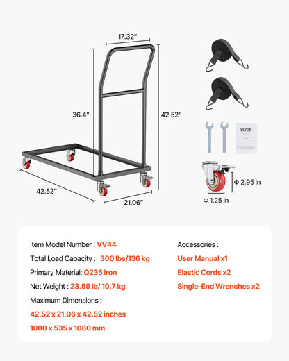 Folding chair cart for 25 chairs of 300 LBS L-shape vertical
