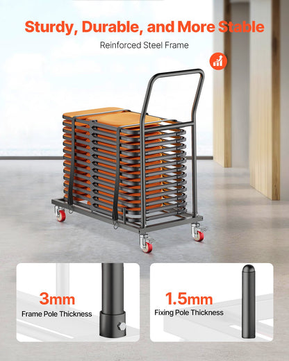 Folding Chair Rack Cart för 25 stolar på 300 LBS L-form horisontell