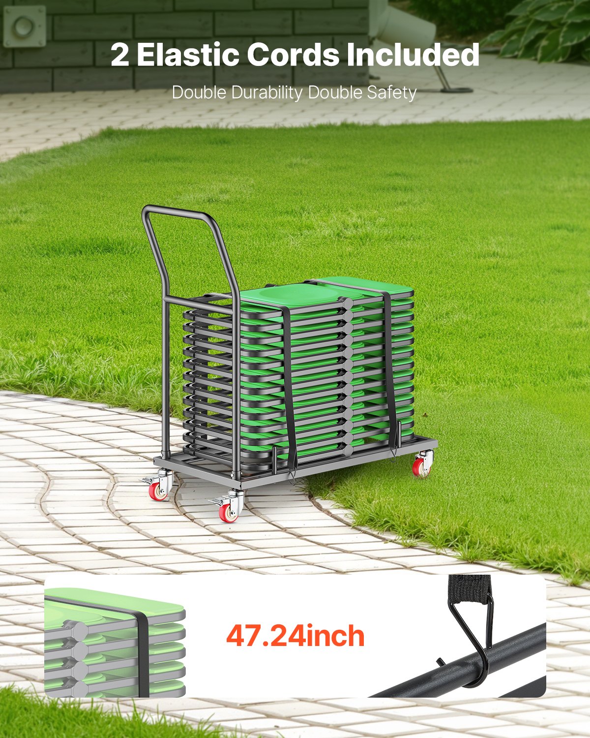 Folding Chair Rack Cart för 25 stolar på 300 LBS L-form horisontell