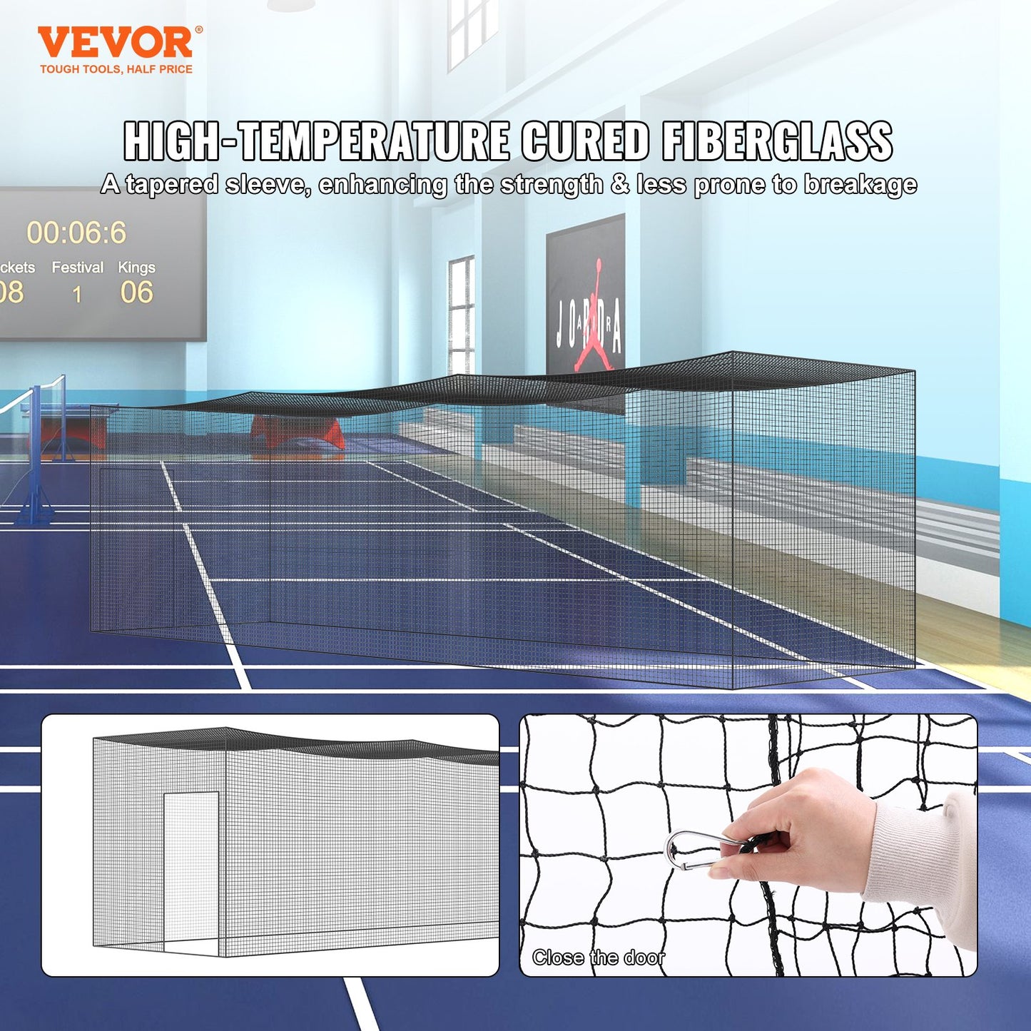 Baseball Batting Net, Professional Softball Baseball Batting Training Net, Training Portable Pitching Cage Netting with Door &amp; Carrying Bag, Heavy Duty Enclosed PE Netting, 35FT (NET ONLY)