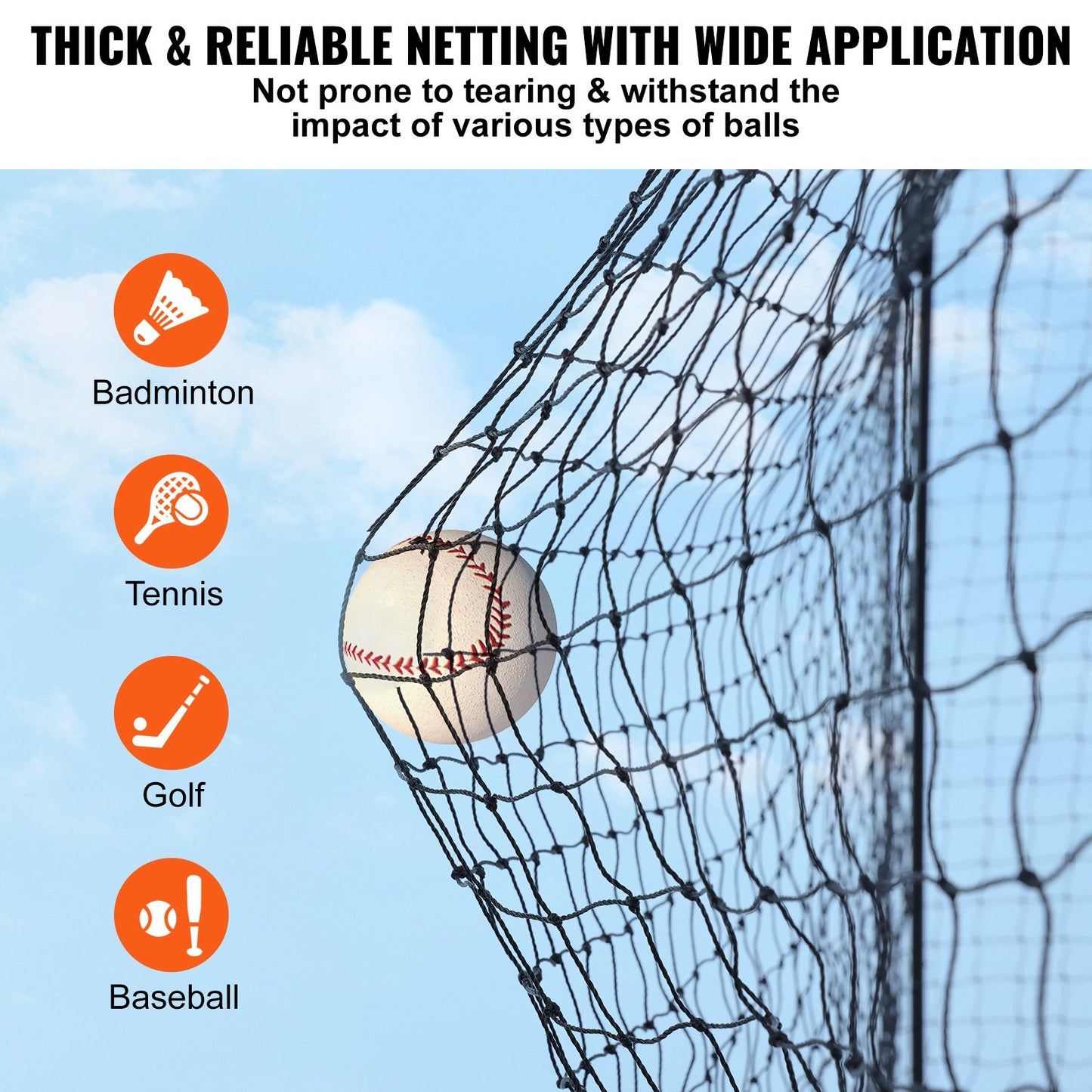 Baseball Batting Net, Professional Softball Baseball Batting Training Net, Training Portable Pitching Cage Netting with Door &amp; Carrying Bag, Heavy Duty Enclosed PE Netting, 35FT (NET ONLY)