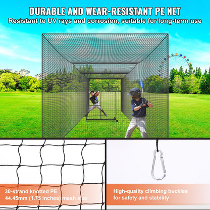 Baseball Batting Net, Professional Softball Baseball Batting Training Net, Training Portable Pitching Cage Netting with Door &amp; Carrying Bag, Heavy Duty Enclosed PE Netting, 35FT (NET ONLY)