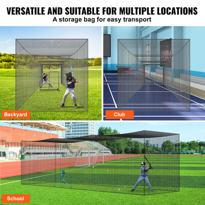 Baseball Batting Net, Professional Softball Baseball Batting Training Net, Training Portable Pitching Cage Netting with Door &amp; Carrying Bag, Heavy Duty Enclosed PE Netting, 35FT (NET ONLY)