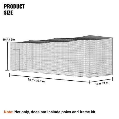 Baseball Batting Net, Professional Softball Baseball Batting Training Net, Training Portable Pitching Cage Netting with Door &amp; Carrying Bag, Heavy Duty Enclosed PE Netting, 35FT (NET ONLY)