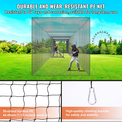 Baseball Batting Net, Professional Softball Baseball Batting Training Net, Training Portable Pitching Cage Netting with Door &amp; Carrying Bag, Heavy Duty Enclosed PE Netting, 55FT (NET ONLY)