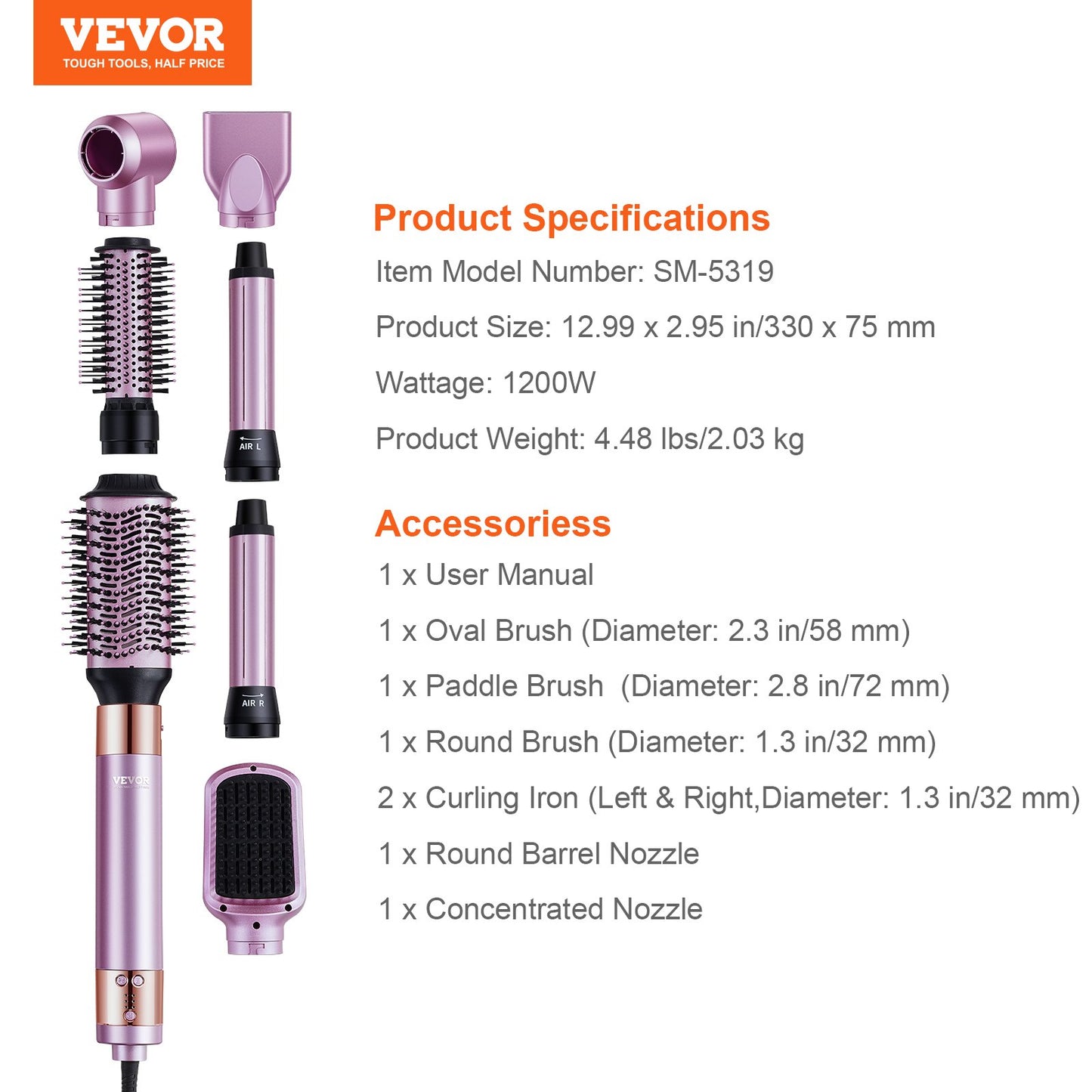 Hair Dryer Brush 6-in-1 Multi Hair Styler for Volumizing Styling Curling
