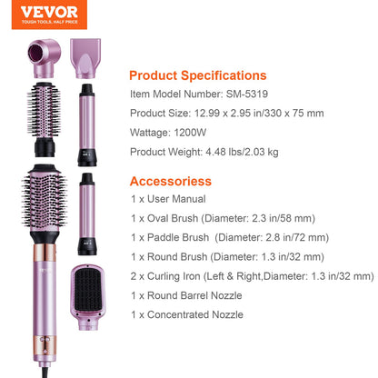 Hair Dryer Brush 6-in-1 Multi Hair Styler for Volumizing Styling Curling