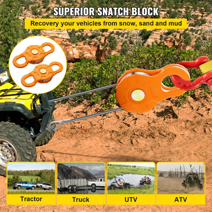 Umlenkrolle, 11 t/25.000 lbs Arbeitslastgrenze, Hochleistungs-Windenrolle für 0,55 Zoll/14 mm synthetisches Seil oder weiche Schäkel, Offroad-Bergezubehör für Traktor, LKW, ATV und UTV, 2er-Pack