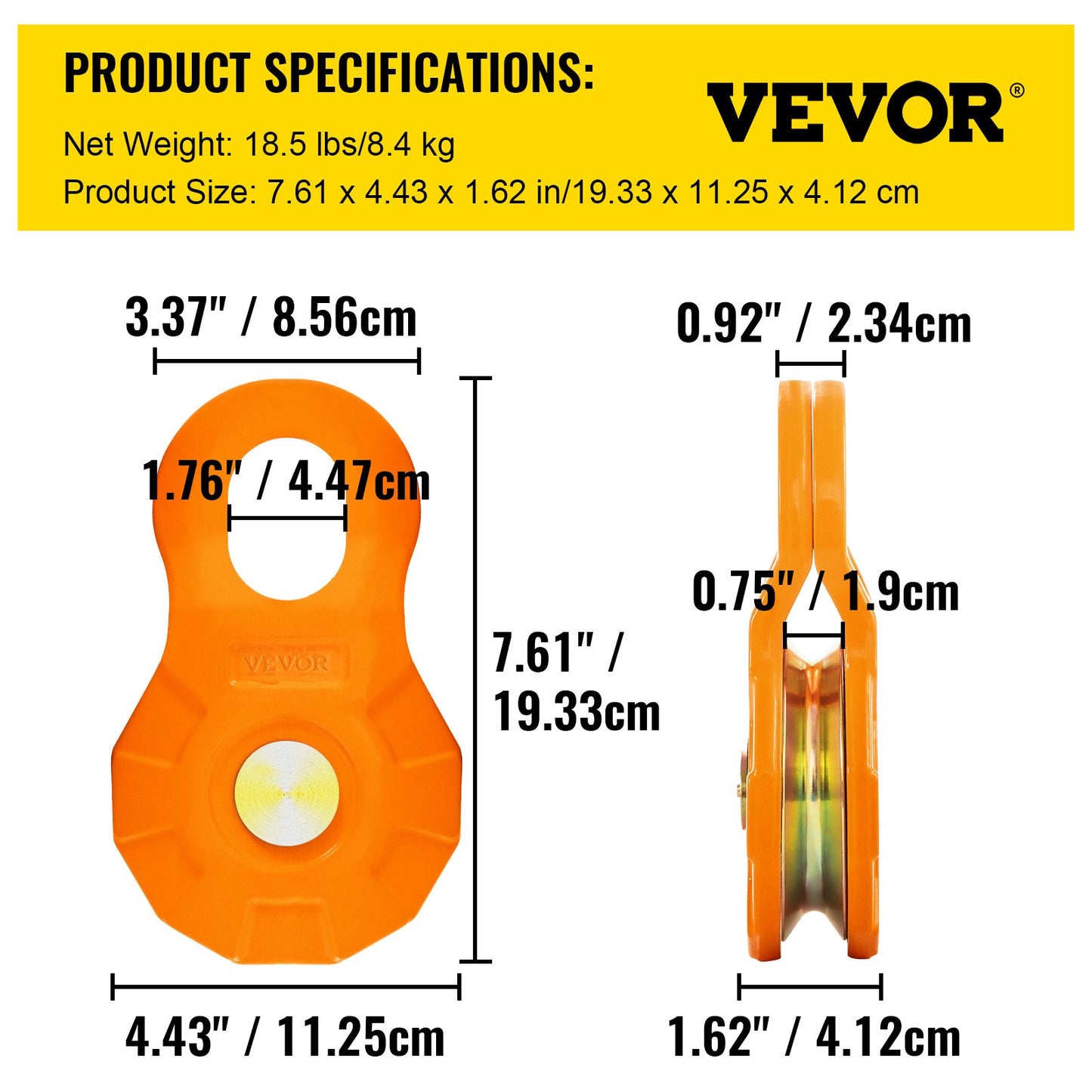 Umlenkrolle, 11 t/25.000 lbs Arbeitslastgrenze, Hochleistungs-Windenrolle für 0,55 Zoll/14 mm synthetisches Seil oder weiche Schäkel, Offroad-Bergezubehör für Traktor, LKW, ATV und UTV, 2er-Pack