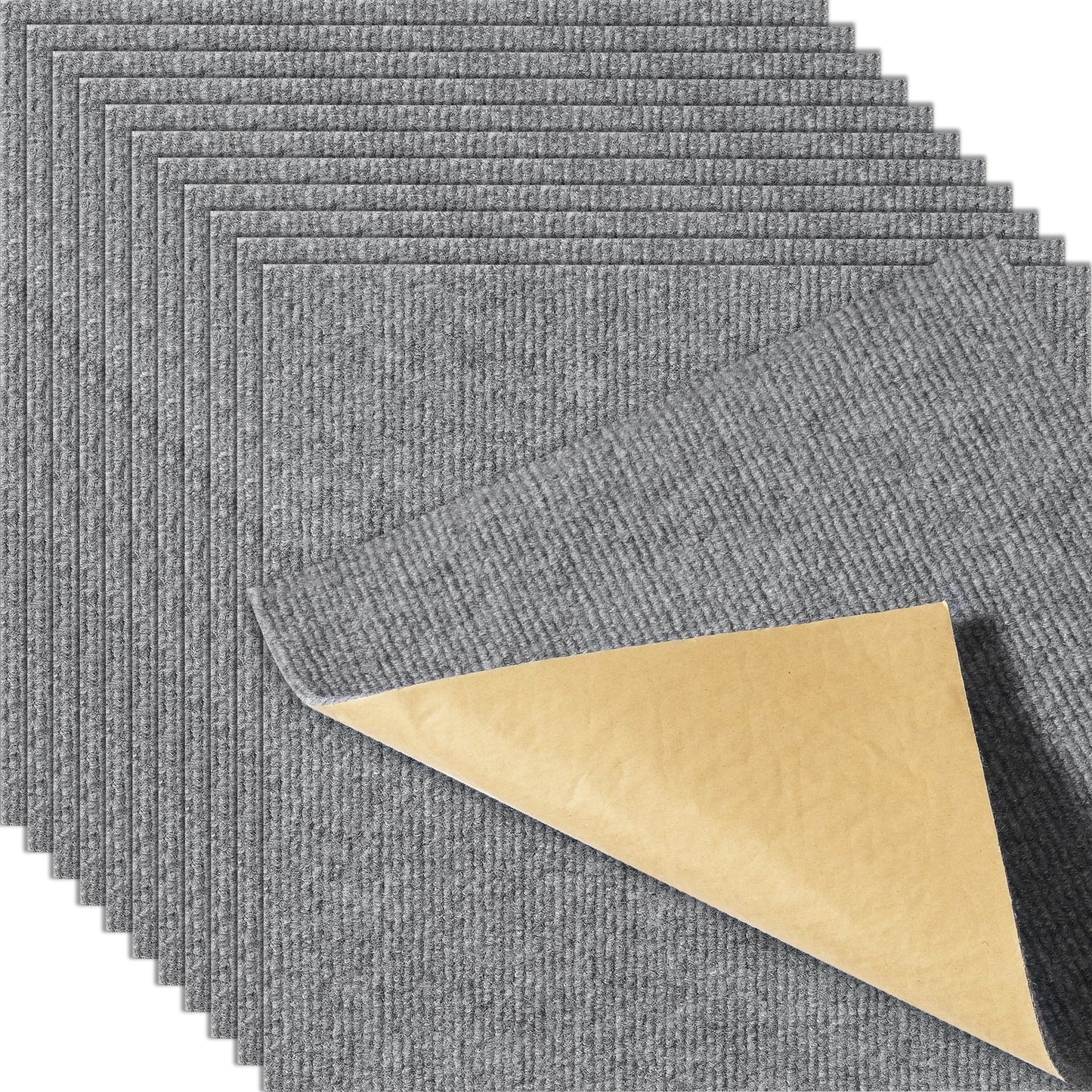 Mattplattor Peel and Stick, 30,5 x 30,5 cm fyrkanter Självhäftande mattgolv, mjukt vadderade mattplattor, lättinstallerad DIY för sovrum Vardagsrum inomhus utomhus (12 plattor, ljusgrå)