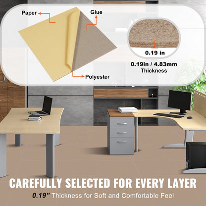 Carpet Tiles Peel and Stick, 18" x 18" Square Self-Adhesive Carpet Floor Tiles, Soft Padded Rugs, Easy Install DIY for Bedroom Living Room Indoor Outdoor (10 Tiles, Light Brown)