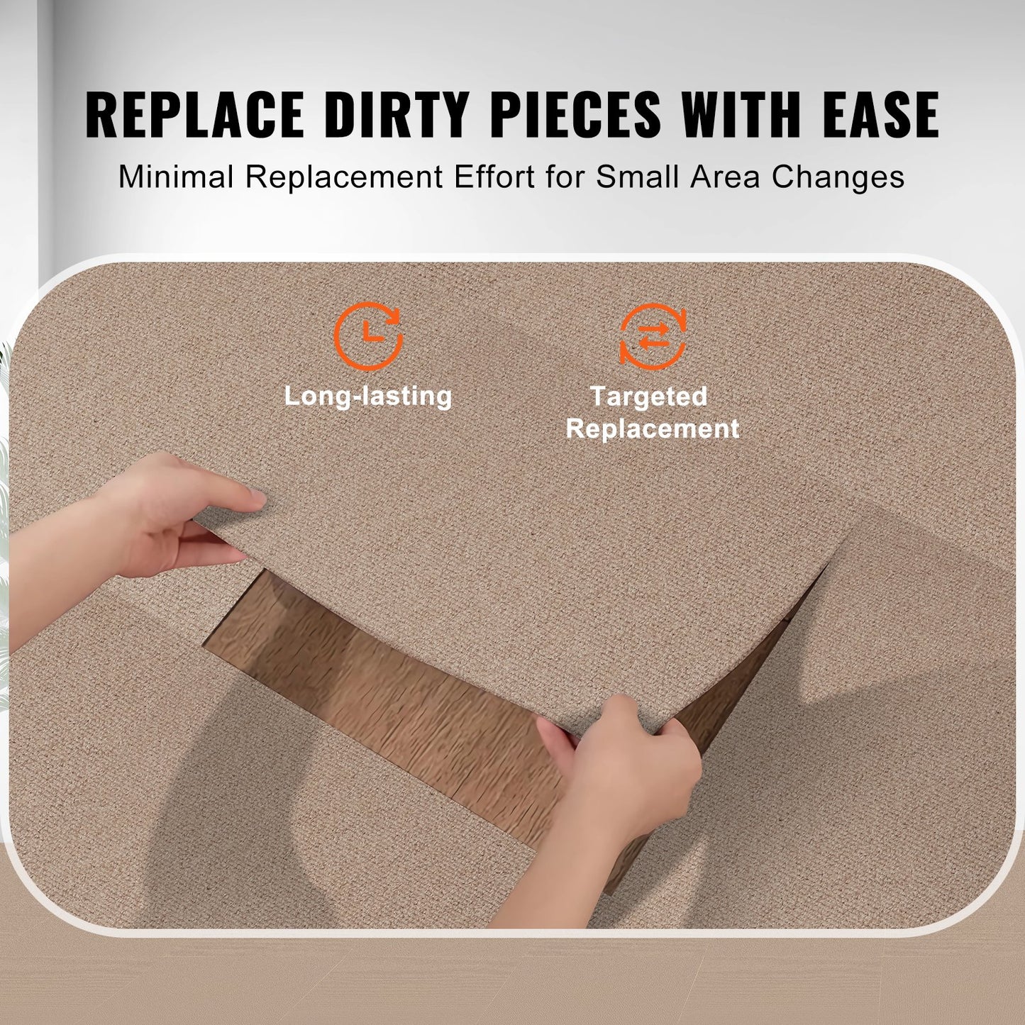 Carpet Tiles Peel and Stick, 18" x 18" Square Self-Adhesive Carpet Floor Tiles, Soft Padded Rugs, Easy Install DIY for Bedroom Living Room Indoor Outdoor (10 Tiles, Light Brown)