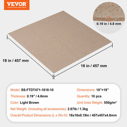 Carpet Tiles Peel and Stick, 18" x 18" Square Self-Adhesive Carpet Floor Tiles, Soft Padded Rugs, Easy Install DIY for Bedroom Living Room Indoor Outdoor (10 Tiles, Light Brown)
