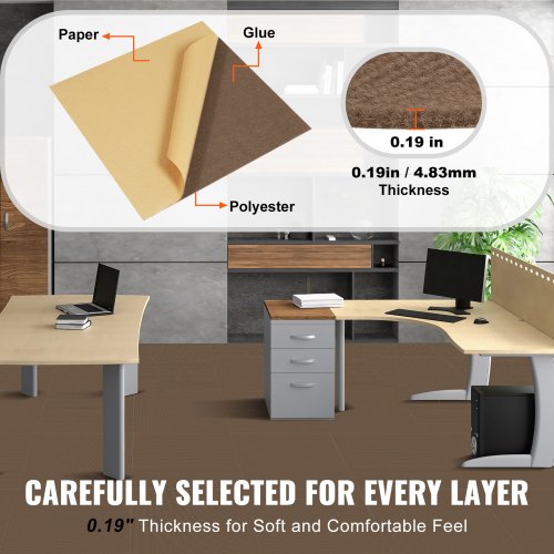 Carpet Tiles Peel and Stick, 18" x 18" Square Self-Adhesive Carpet Floor Tiles, Soft Padded Rugs, Easy Install DIY for Bedroom Living Room Indoor Outdoor (10 Tiles, Dark Brown) | EU