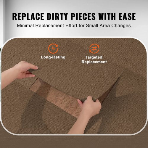 Carpet Tiles Peel and Stick, 18" x 18" Square Self-Adhesive Carpet Floor Tiles, Soft Padded Rugs, Easy Install DIY for Bedroom Living Room Indoor Outdoor (10 Tiles, Dark Brown) | EU