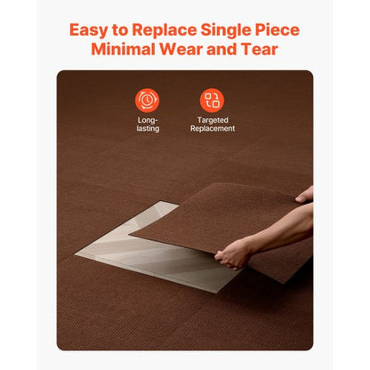 Teppichfliesen 610x610 mm 20 Stück Selbstklebende Teppiche Braun | EU