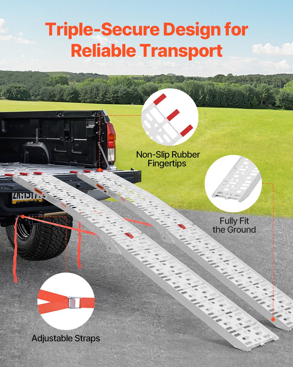 1500 lbs aluminiumramper 2st Kraftiga lastramper med handtag