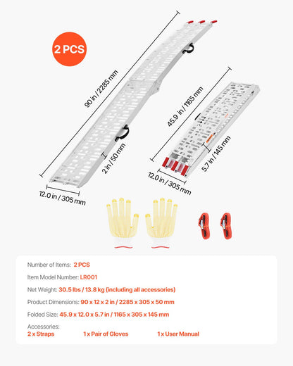 1500 lbs aluminiumramper 2st Kraftiga lastramper med handtag
