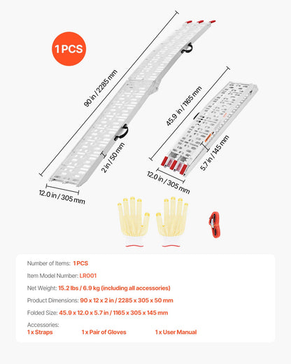 750 lbs aluminiumramper 1 st Kraftiga lastramper med handtag