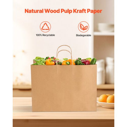 Kraftpapiertüten mit Henkeln 100 Stück 16x6x12 in Partytüte braun | EU