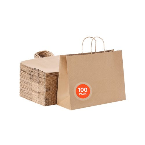 Kraftpapperspåsar med handtag 100 st 16x6x12 i partypåse brun |  EU