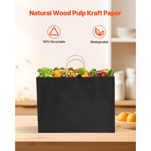 Kraftpapperspåsar med handtag 50 st 16x6x12 i partypåse svart |  EU