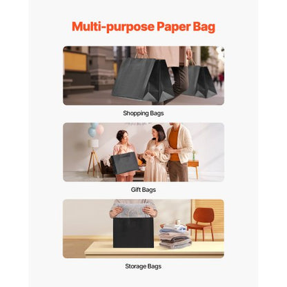 Kraftpapperspåsar med handtag 50 st 16x6x12 i partypåse svart |  EU