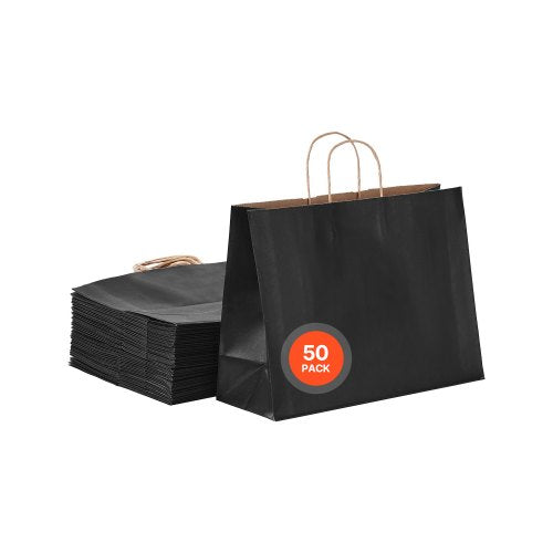 Kraftpapperspåsar med handtag 50 st 16x6x12 i partypåse svart |  EU