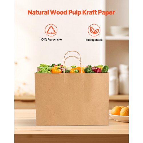 Kraftpapperspåsar med handtag 50 st 16x6x12 i partypåse brun |  EU