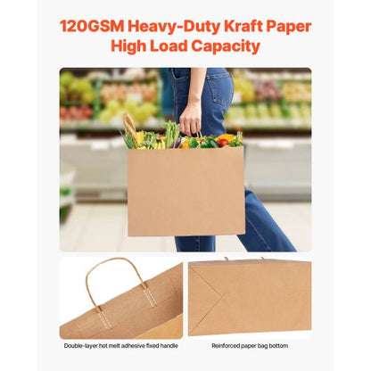 Kraftpapperspåsar med handtag 50 st 16x6x12 i partypåse brun |  EU