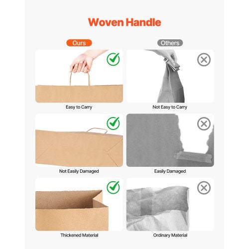 Kraftpapperspåsar med handtag 50 st 16x6x12 i partypåse brun |  EU