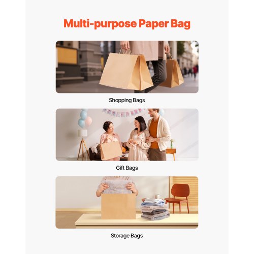 Kraftpapperspåsar med handtag 50 st 16x6x12 i partypåse brun |  EU