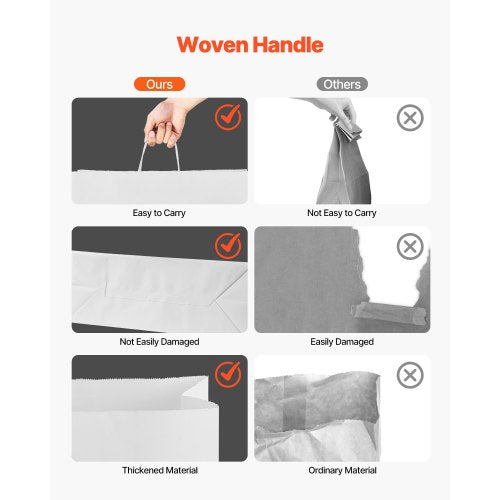 Kraftpapperspåsar med handtag 50 st 16x6x12 i festpåse vit |  EU